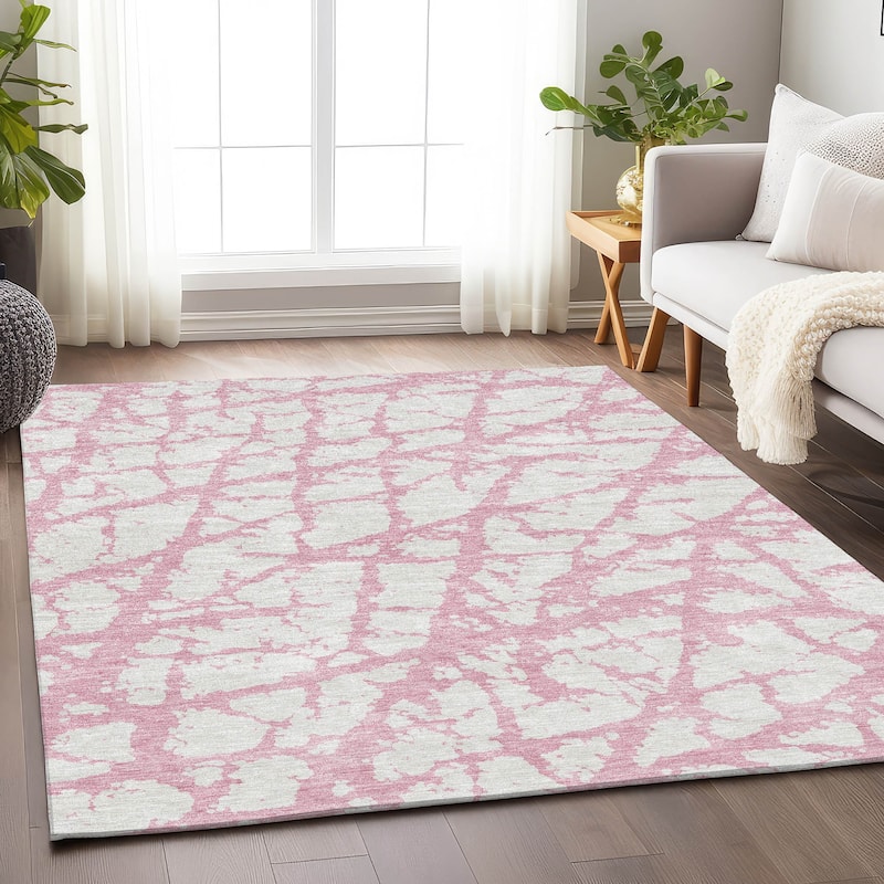 Premium Washable Super Soft Modern Crackle Mayfield Rug - Pink - 5' x 7'6"