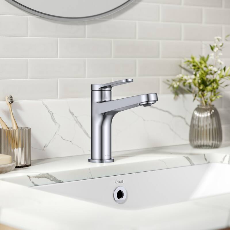 Kraus KBF-1411 Indy 1.2 GPM Single Hole Bathroom Faucet with Push