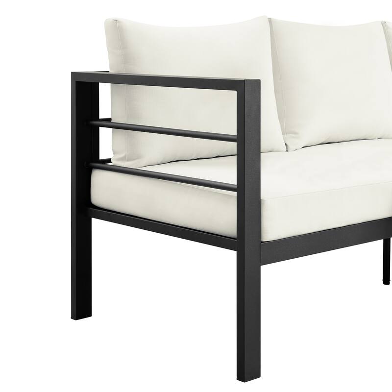Corvus Galilee 5-Piece Iron Frame Outdoor Patio Set with Cushions and Rectangular Table