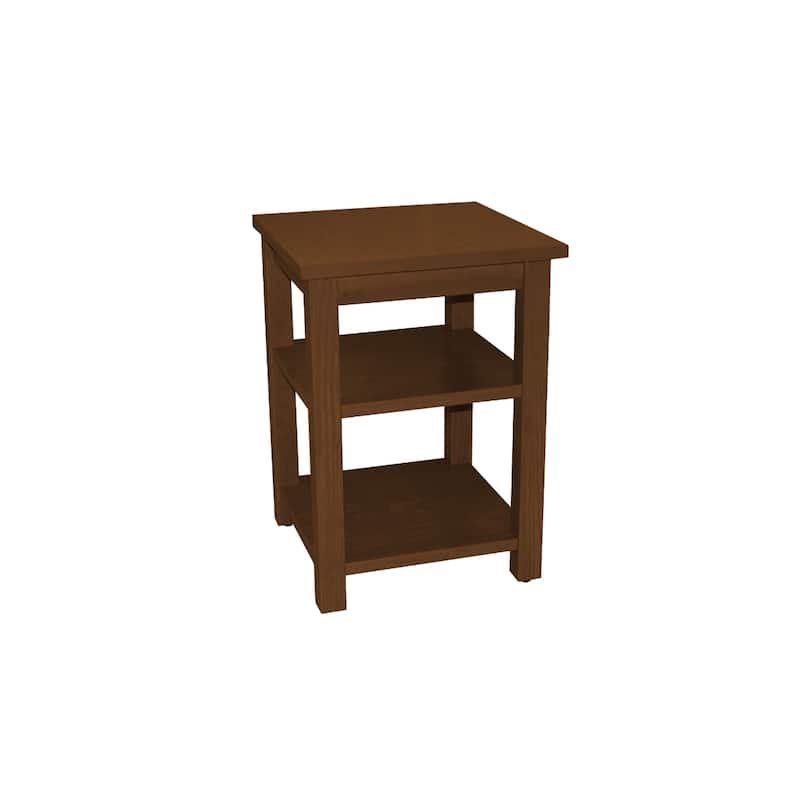 28-Inch Solid Wood Nightstand with 2 Open Shelves - Brown