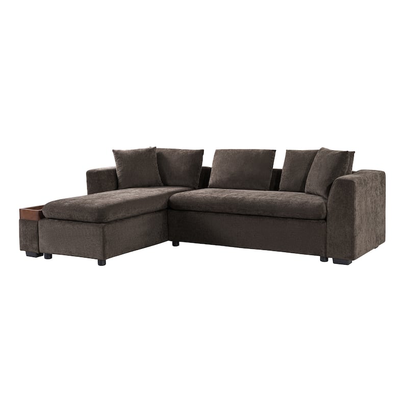 93.7" Chenille L-Shaped Sectional Sofa with Wooden Storage Compartment and Deep Seating