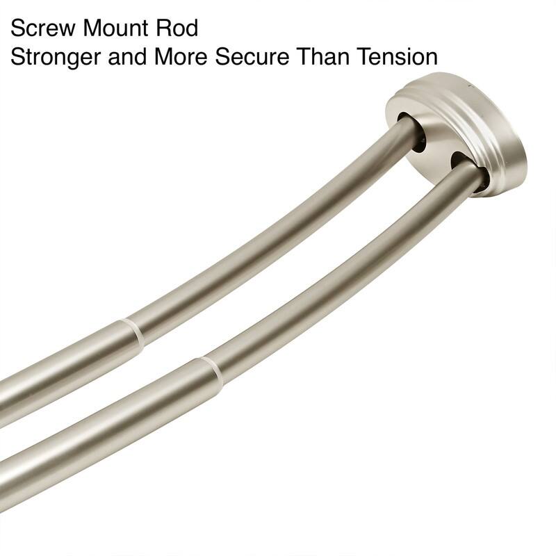 Utopia Alley Rustproof Wall Mounted Aluminum Double Curved Shower Curtain Rod, Screw Mount Rod, Adjustable Rod from 45" to 72"