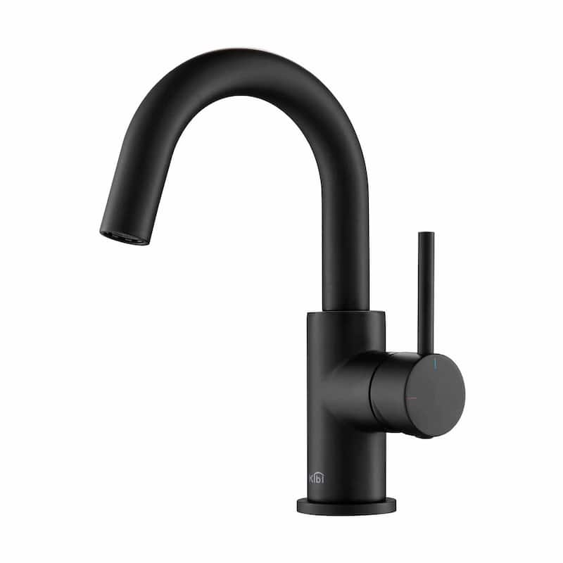 Circular Single Handle High-Arc Bathroom Sink Faucet with Pop Up Drain - Matte Black
