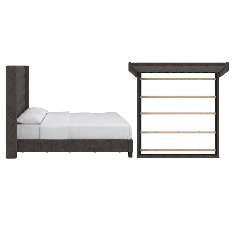 Detmold Wingback Button Tufted Tall Headboard Bed