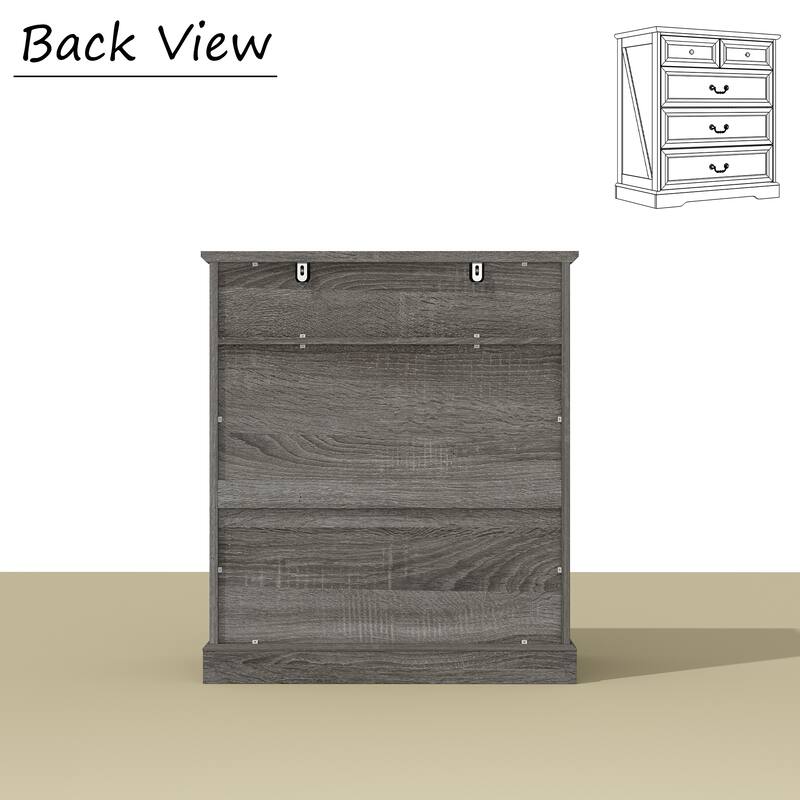 Farmhouse 5-Drawer Chest with Anti-Tip Device, Rustic Wooden Dresser for Bedroom, 36.3" Tall Storage Cabinet