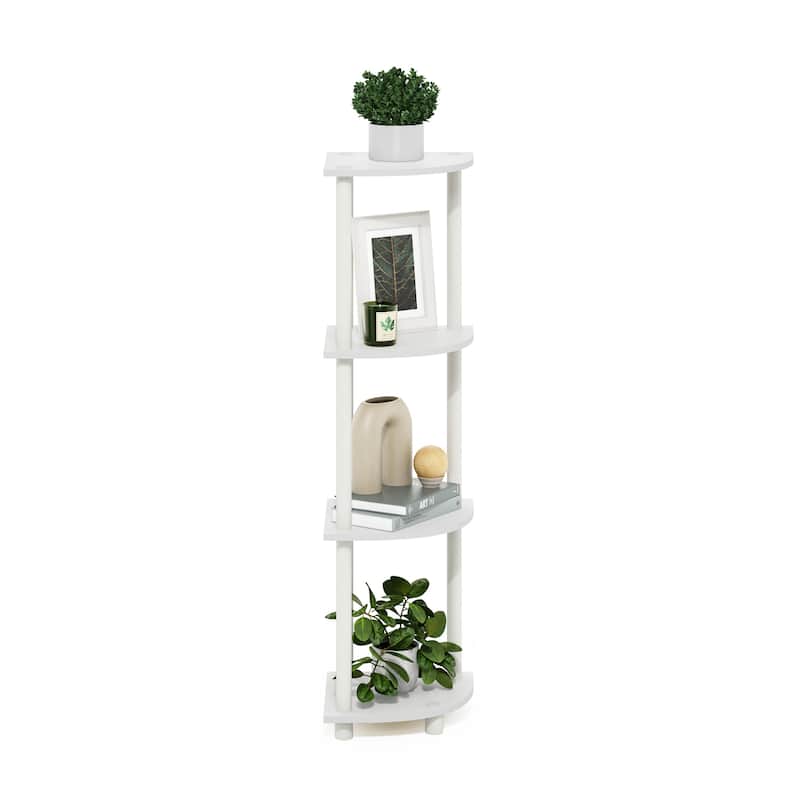 4 Tiers Wood Household Shelving Unit in White (11.6 in. W x 43.5 in. H x 11.6 in. D)