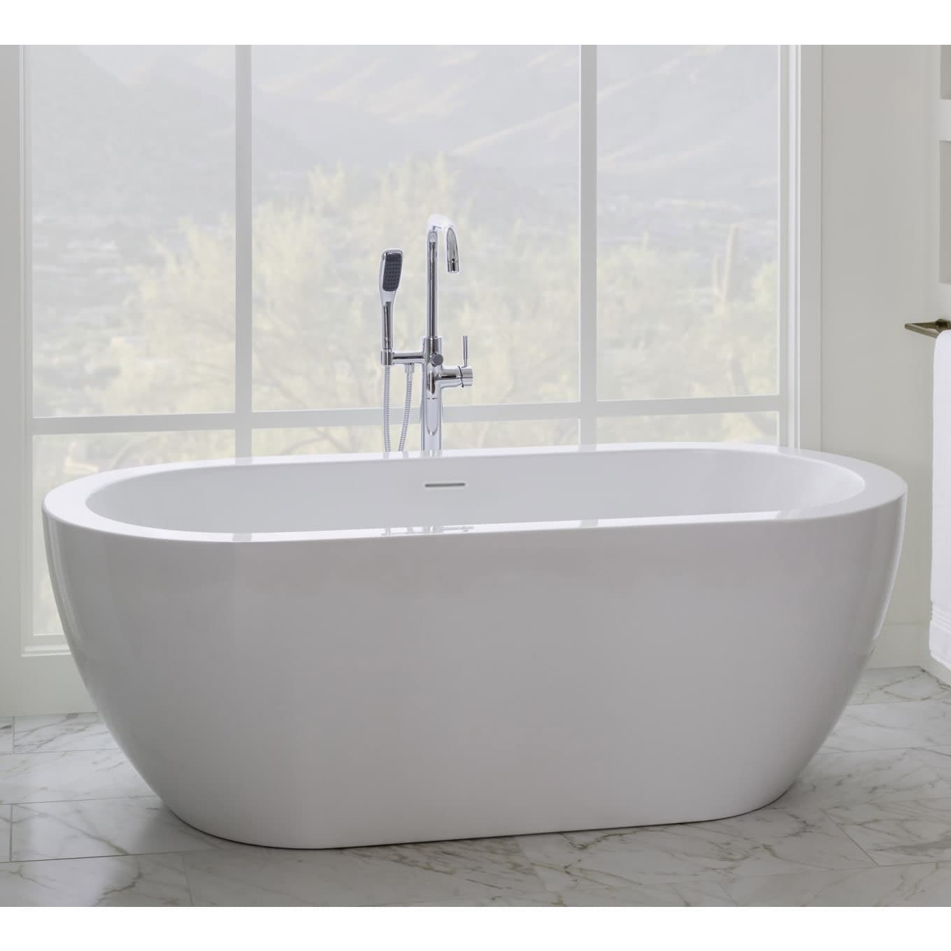 Miseno MNO6732SFSO 67" Free Standing Acrylic Soaking Tub with Center