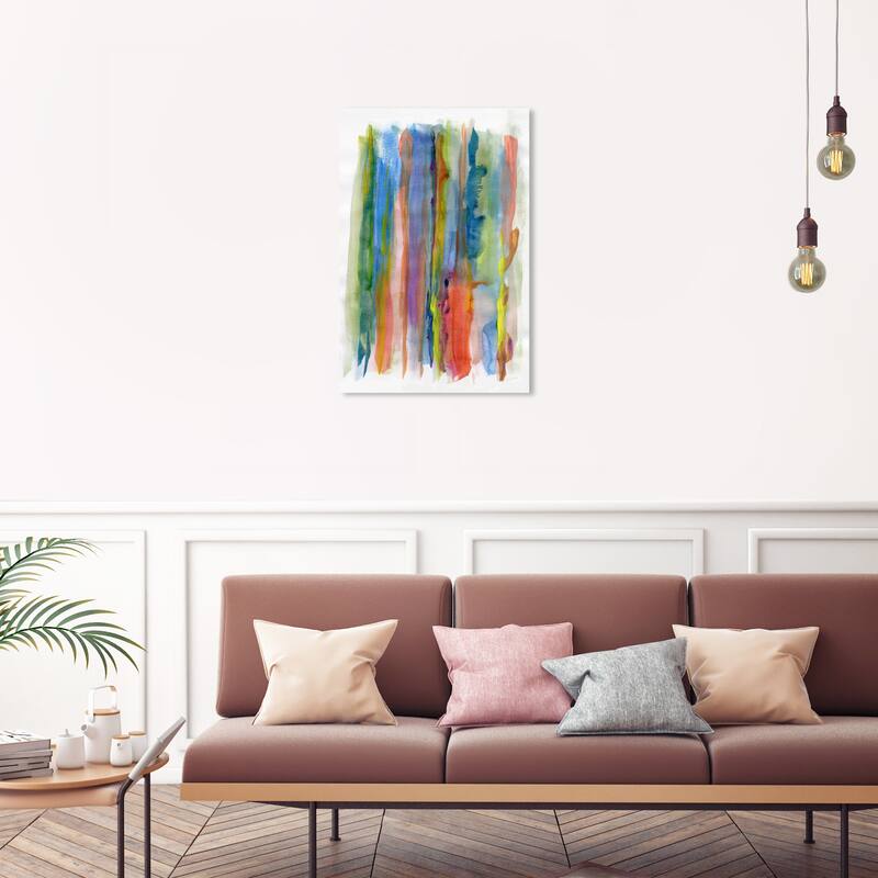 Wynwood Studio Canvas Abstract Rain in the Jungle Blue and Modern & Contemporary Wall Art Canvas Print - 30 x 20