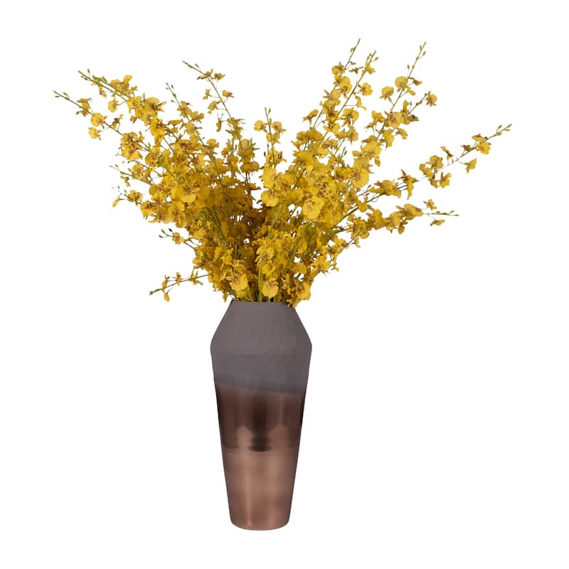 Sagebrook Home Glass Metallic Cylinder Hammered 2Tone Handcut Vase