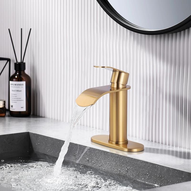 WOWOW Water Fall Bathroom Faucet with Deckplate Included