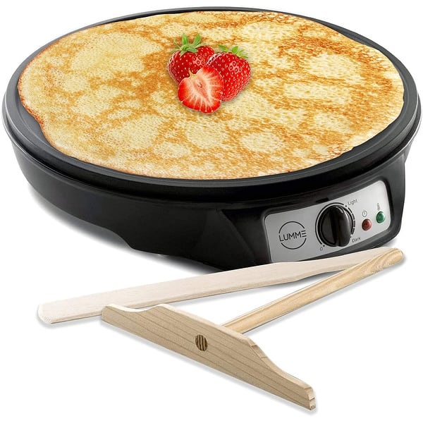 OVENTE 12 Electric Crepe/Pancake Maker, Nonstick Plate, Spatula, Black  CRM1122B