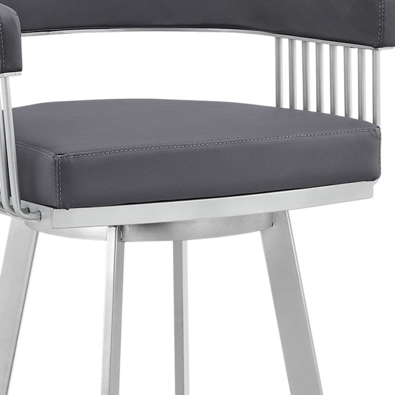 Comfortable Round Seat Low Back Bar Chair with Foam Padding Arms and Footrest for Home Bars