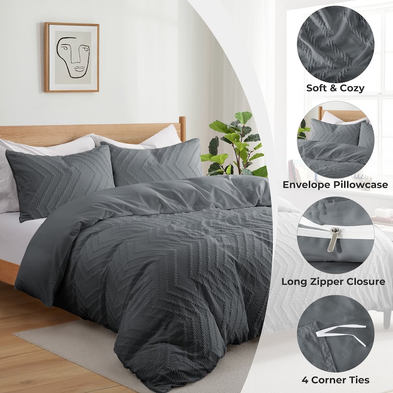 Clipped Jacquard Geometric Duvet Cover & Pillowcase Set