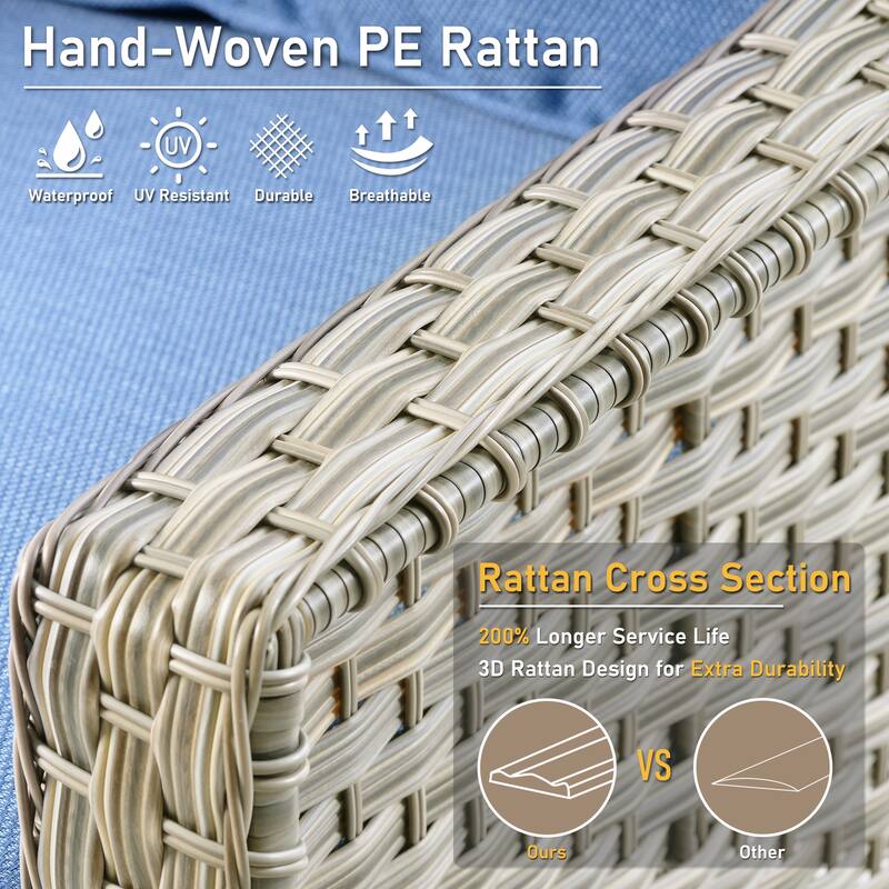 HOOOWOOO 7-piece Wicker Rattan Outdoor High Back Conversation Set with 54" Fire Pit