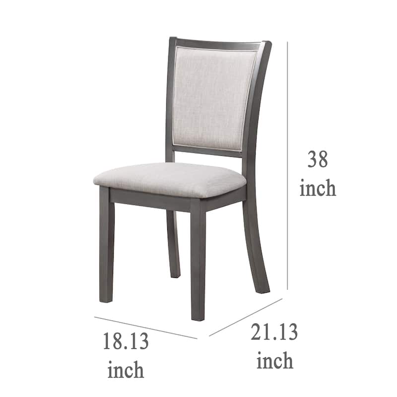 Han Dining Chair Set of 2, Light Gray Fabric, Dark Gray Solid Wood