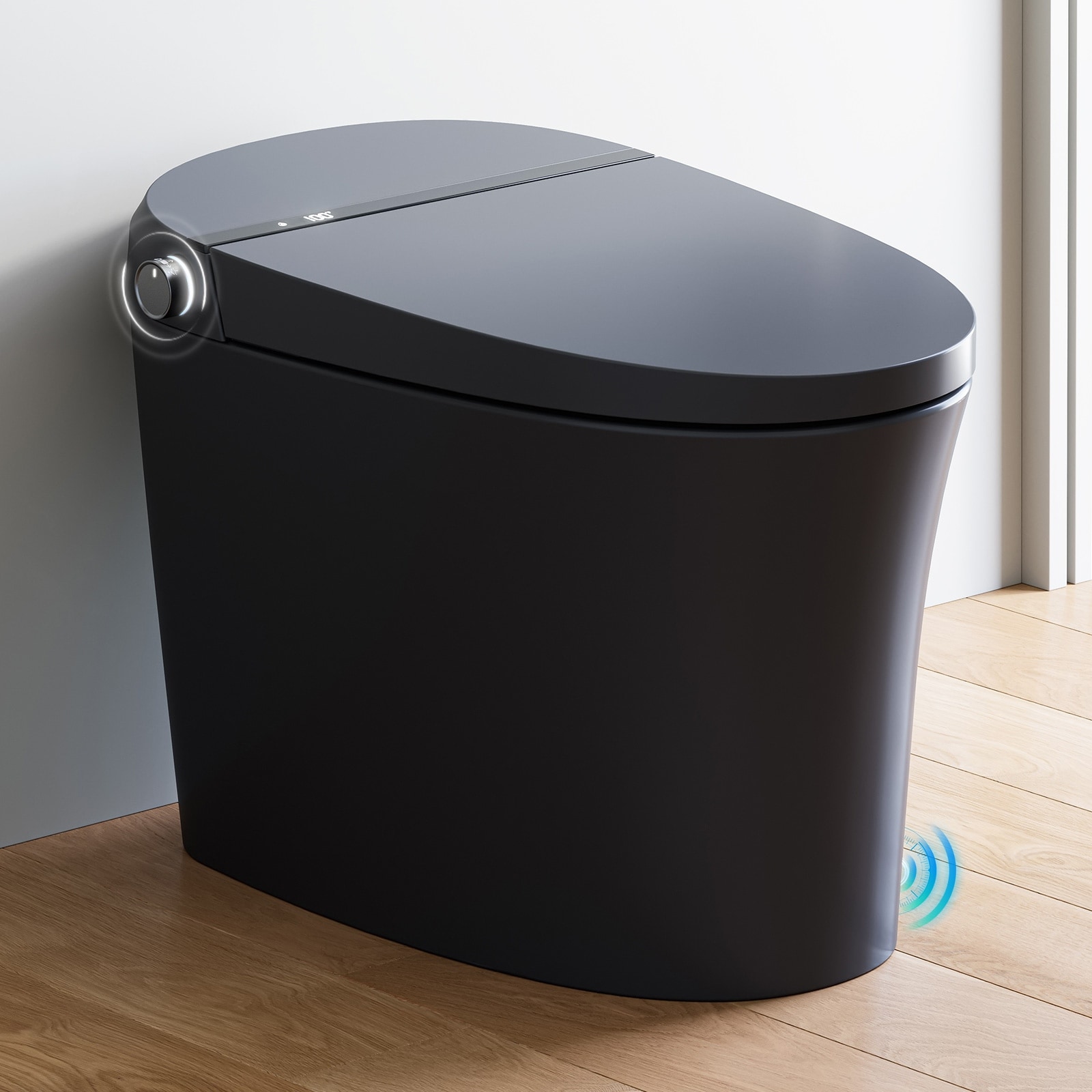 HOROW Unique Elongated Smart Bidet Toilet 1.1 GPF in Black with Auto Flush, LED Screen, Booster Pump and Remote Control - N/A