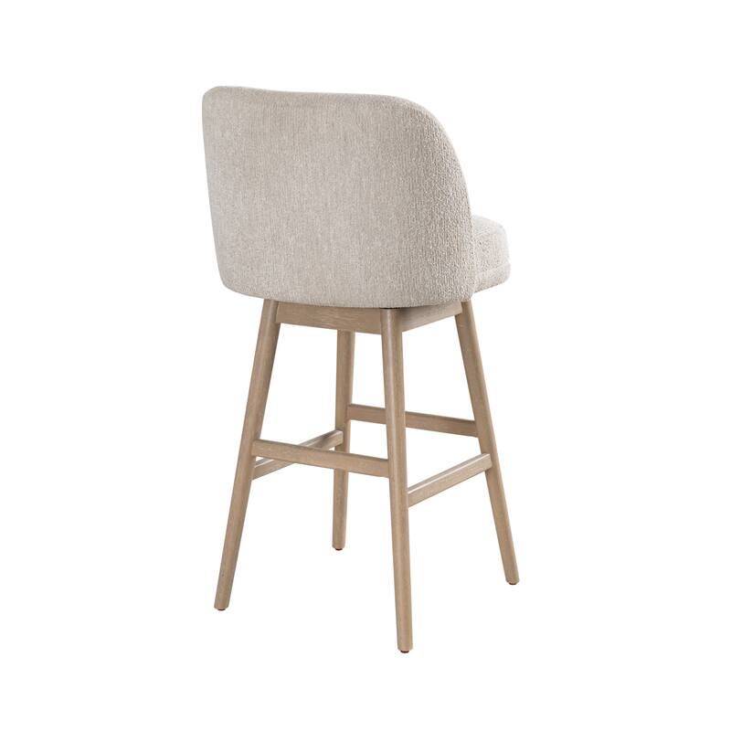 Sadie Modern Swivel Bar Stool, Upholstered Counter Height Chair with Solid Wood Frame
