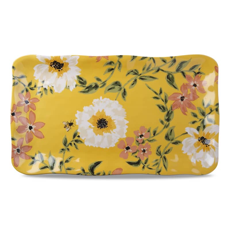 Bee Floral Melamine Rectangle Serving Platter