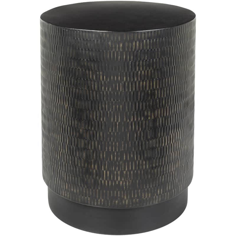 Ezekiel Round Metal Textured End Table - 19"H x 15"W x 15"D - 19"H x 15"W x 15"D - Black - Metal