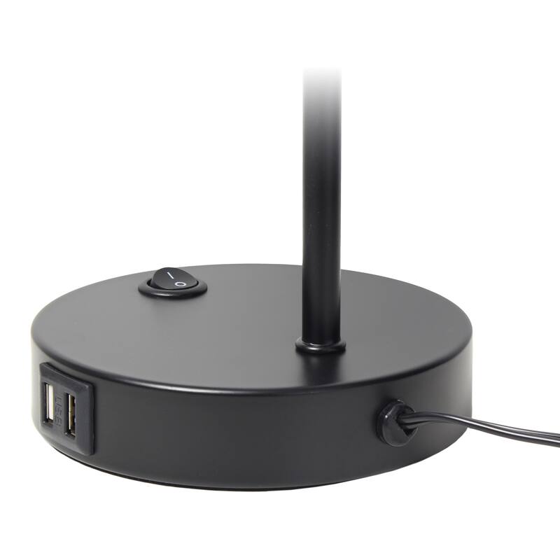 Modern Adjustable Metal Desk Lamp with USB Charging Port in Multiple Colors - 7.8" (L) x 5.6" (W) x 16" (H)