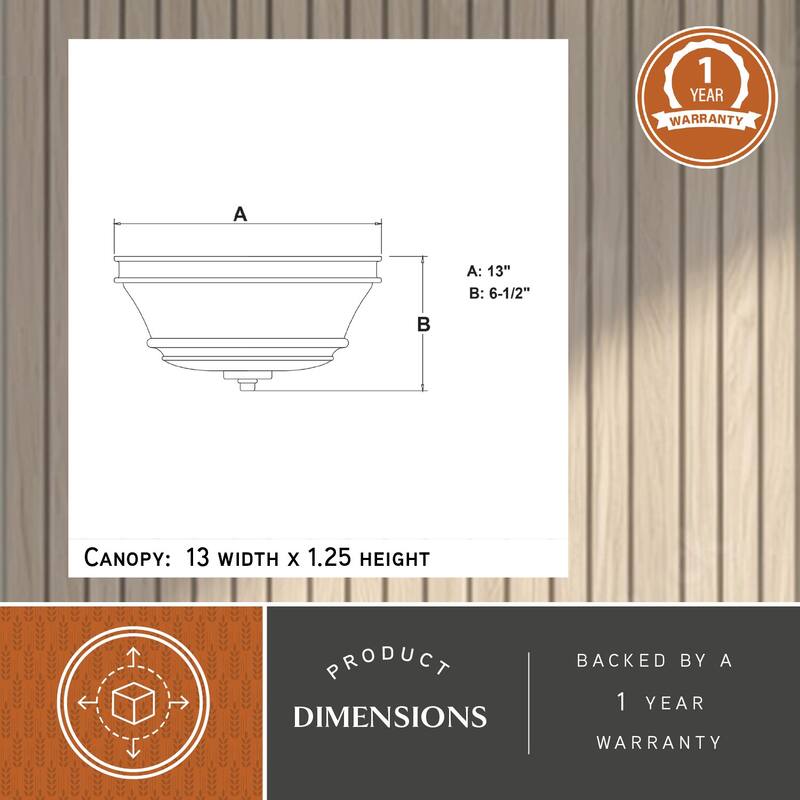 Vaxcel Toledo 13" Flush Mount Natural Brass - 13-in W x 6.5-in H x 13-in D