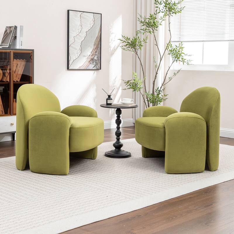 SEYNAR Modern Glam Velvet Thickened Seat Cushion Accent Chair Set of 2