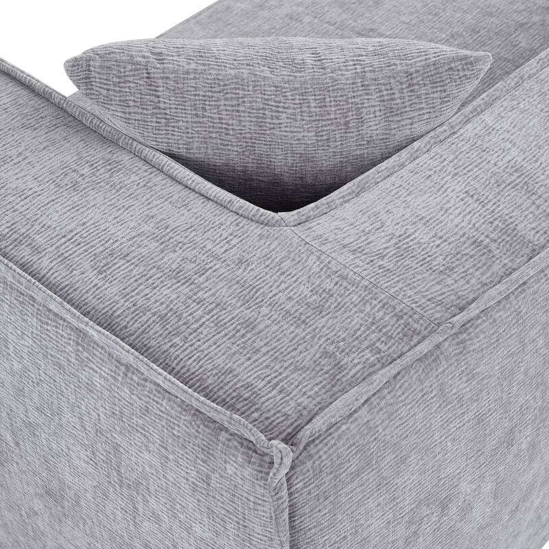 L-Shape Sectional Sofa with 2 Throw Pillows, Chenille Fabric Modular Sofa for Livingroom 4-seater Curved Couch Chaise