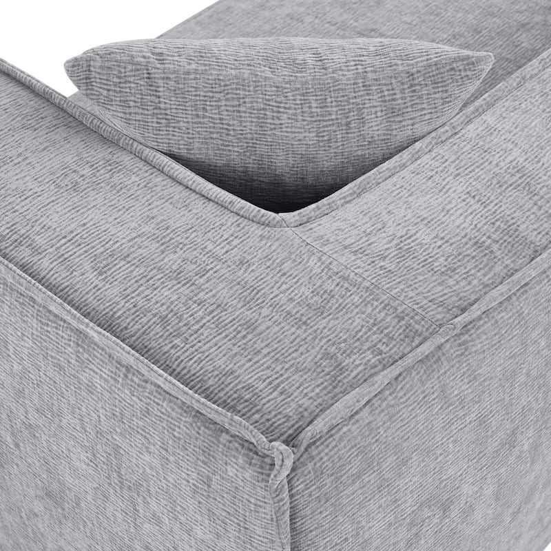 Modular L-Shape Sectional Sofa with Chaise, High Density Sponge Sectional Sofa, Chenille Fabric Sofa with 2 Throw Pillows