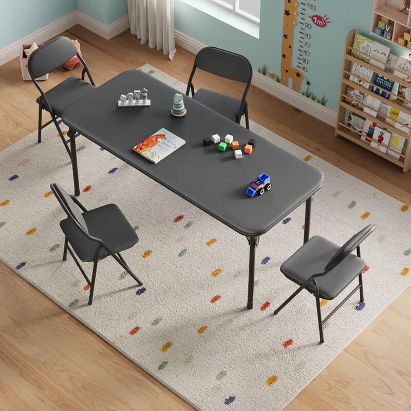 5 Piece Boys Girls Folding Table and Chairs Set, Activity Table and Chairs Set