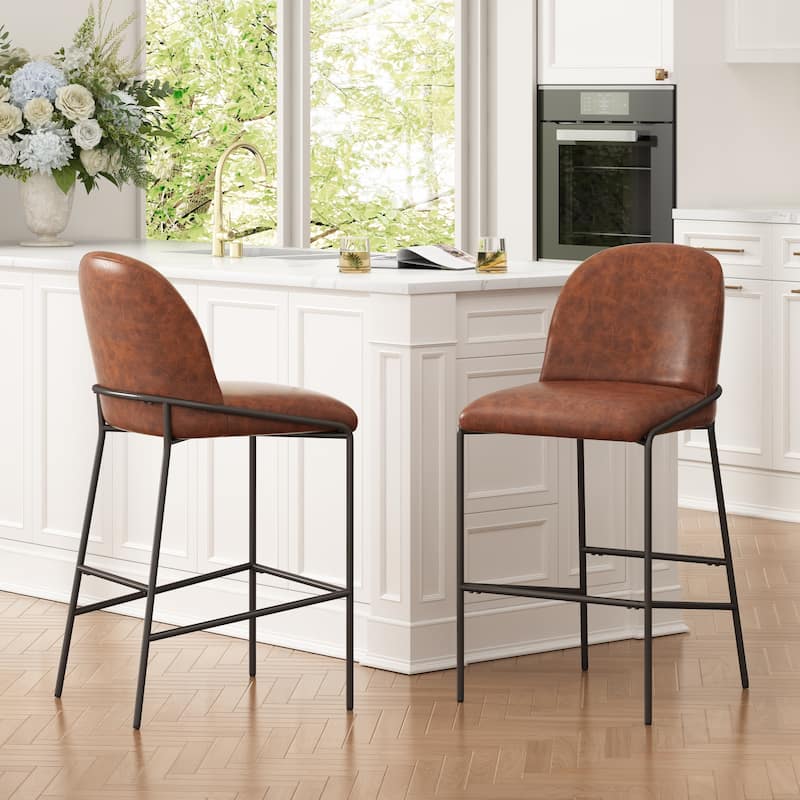 Christopher Knight Home - Bruce Upholstered Metal Bar Stool (Set of 2)
