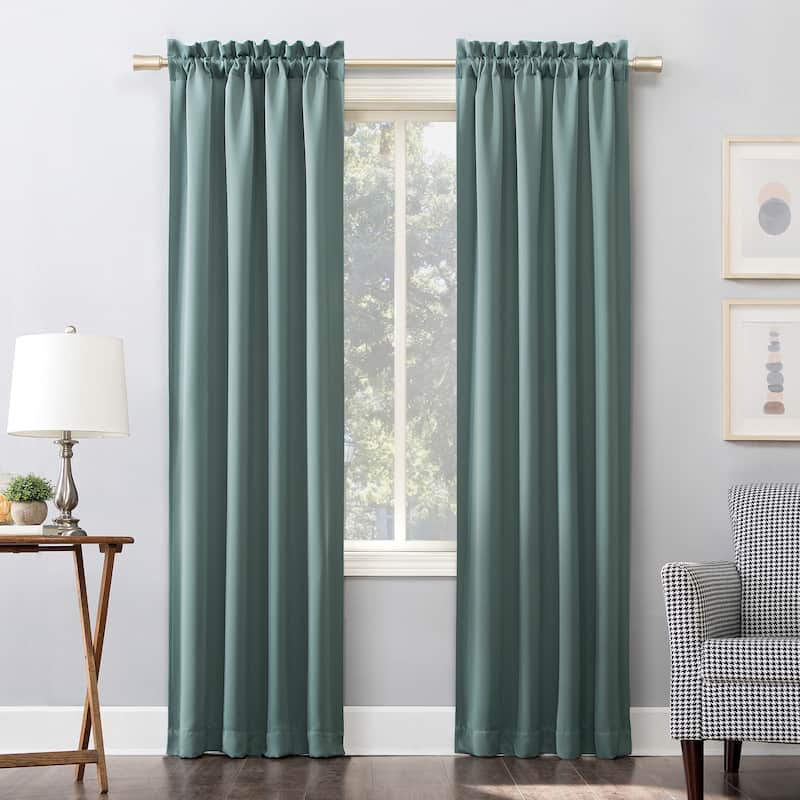 Sun Zero Hayden Energy Saving Blackout Rod Pocket 1-Piece Curtain Panel, Single Panel - 40x84 - Mineral