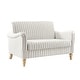 preview thumbnail 19 of 62, HULALA HOME Adika 51"W Farmhouse Striped Linen Upholstered Loveseat with Solid Wood Spindle Legs