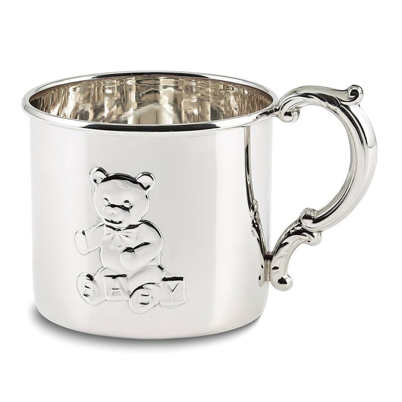 Curata Sterling Silver Hollow Handle 4.5 Oz. Teddy Bear Baby Cup