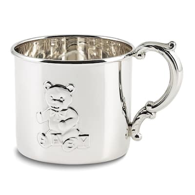 Curata Sterling Silver Hollow Handle 4.5 Oz. Teddy Bear Baby Cup