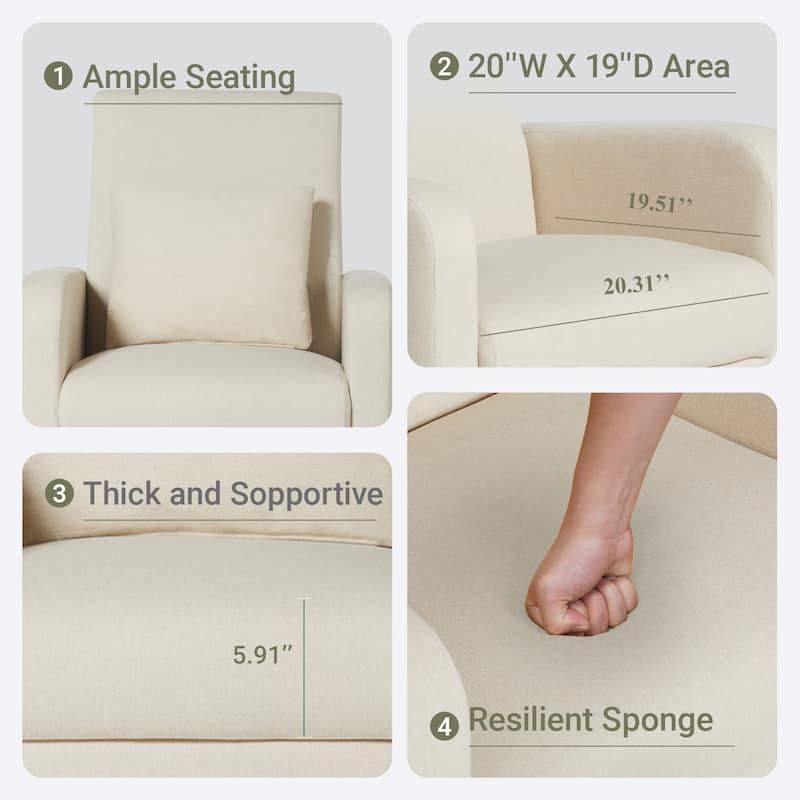 Fabric/Leather Modern Accent Chairs with Lounge Seat