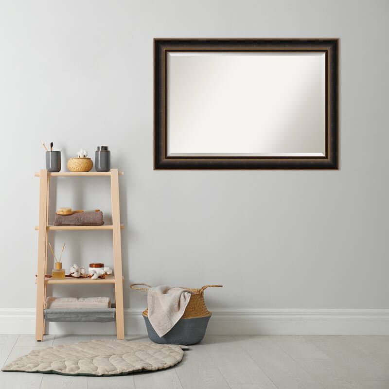 Villa Oil Rubbed Bronze Beveled Wood Framed Bathroom Vanity Wall Mirror - Villa Oil Rubbed Bronze