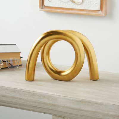 Silver, Gold or Multi Ceramic Rounded Loop Abstract Sculpture