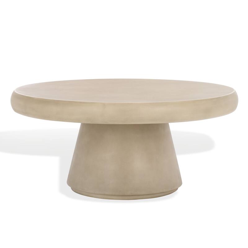SAFAVIEH Couture Hayleen Round Concrete Coffee Table - 32"W x 32"D x 14"H - Light Grey