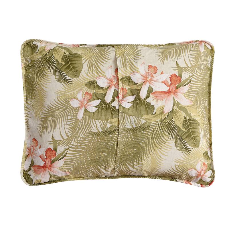 Tommy Bahama Tropical Orchid Green Cotton Reversible Quilt Set