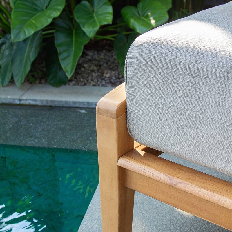 Cambridge Casual Leon Teak Patio Ottoman with Cushion