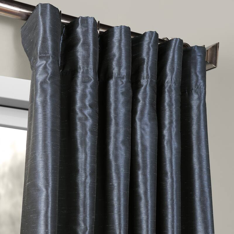 Exclusive Fabrics Vintage Textured Faux Dupioni Silk Room Darkening Curtains (1 Panel)