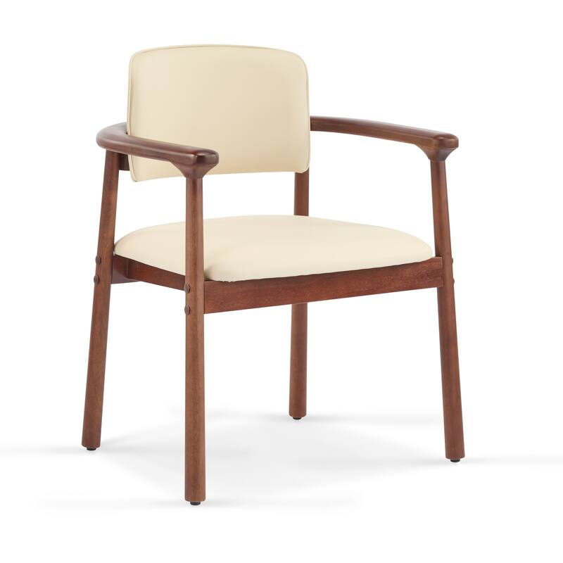 Modern Dining Chair Living Room Decorative Chair with PU Foam Seat and Rubberwood Frame, for Dining Room and Kitchen, Set of 2