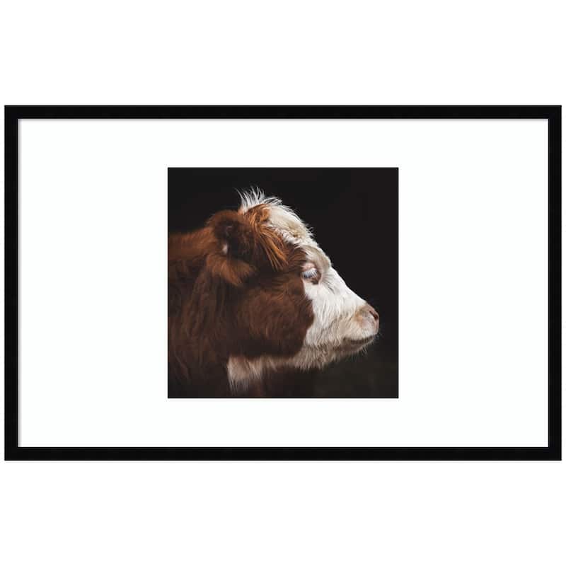 Kate and Laurel Cow Profile by Emiko and Mark Franzen F2 Images Framed Wall Art Print - 33 x 21 - Black