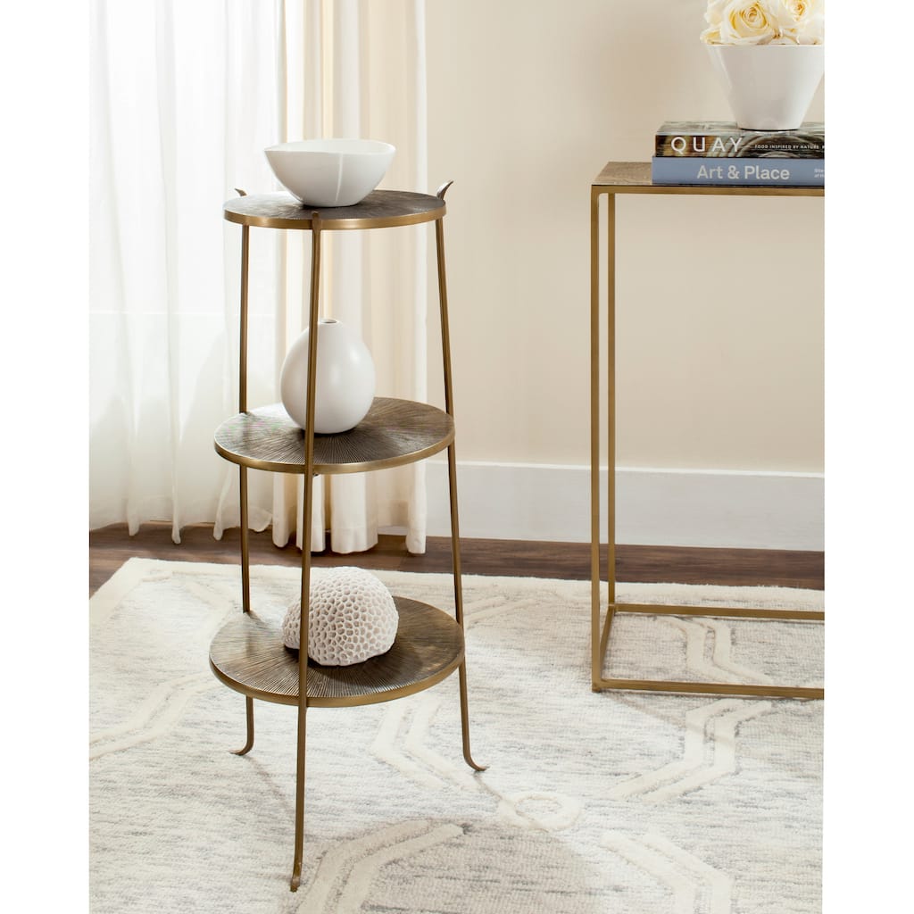 SAFAVIEH Jerrie Brass Side Table - 14" x 14" x 31.5" - 14Wx14Dx32H
