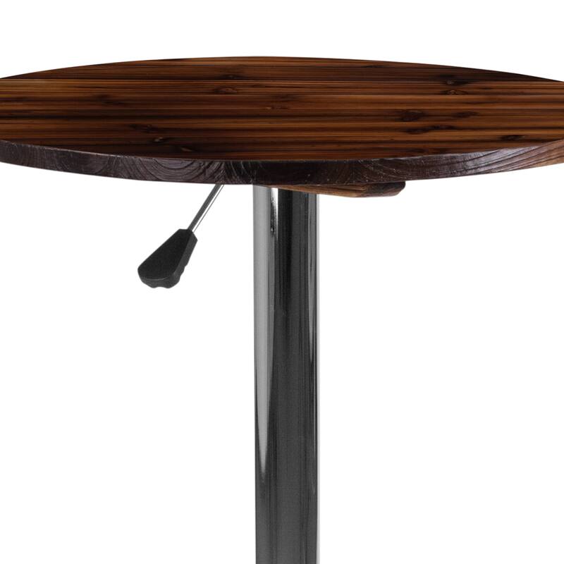 23.5" Round Adjustable Pine Wood Table (Adjustable Range 26.25" - 35.5") - 23.5"D x 23.5"W x 26.25" - 35.5"H