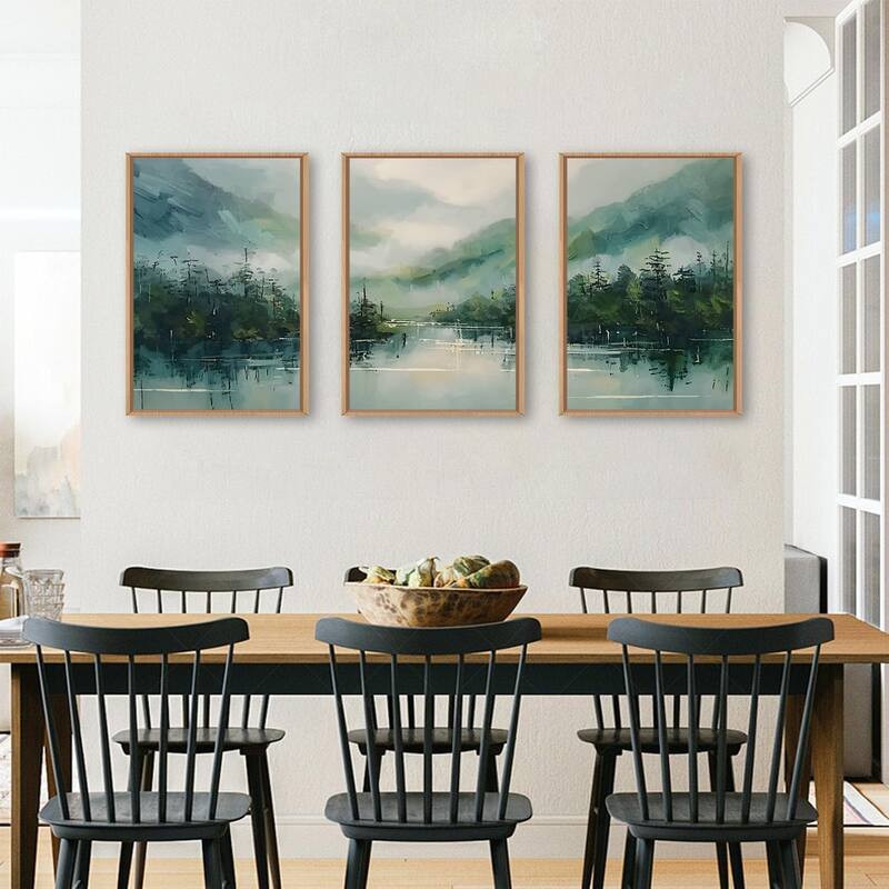 Misty Watercolor Artwork,Abstract Modern Nature Pine Tree