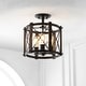 preview thumbnail 6 of 11, Ciel 14" 3-Light Iron Rustic Farmhouse LED Flush Mount, Brown/Oil Rubbed Bronze by JONATHAN Y