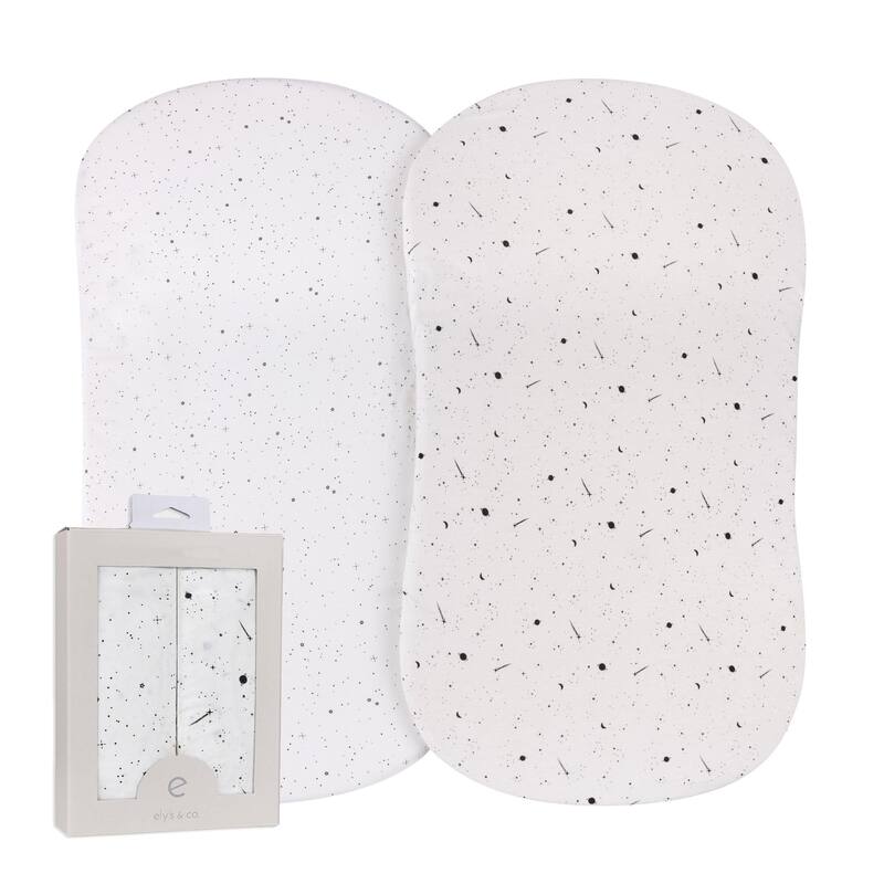 Ely's & Co. Baby Fitted Bassinet Sheet Set - 2 Pack - 32"x 16" - Black & White Celestial