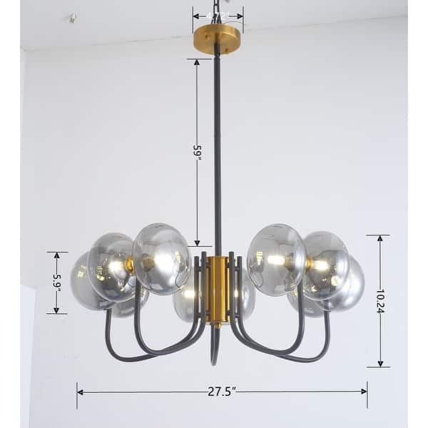 10 Light Sputnik Chandelier Black and Gold Color Scheme G9 Socket ...