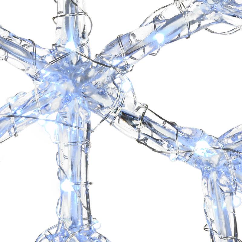 National Tree Company Diamond Tip Ice Crystal Snowflake Pair with LED Lights - White - 24 in